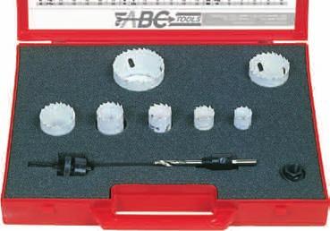 Composto da 9 utensili - Per elettricisti seghe a tazza D 3844/1 Ø - 9-35 - 44-51 - 4 1 attacco cilindrico D 3847/1 Ø,35 ( ) 1 attacco esagonale D 3847/3 da ( ) 1 adattatore D 3847/ In cassetta di