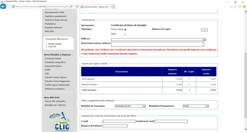 Modalità di erogazione funzionamento (4 di 6) Tipologia Numero di copie Azzerati i costi per i