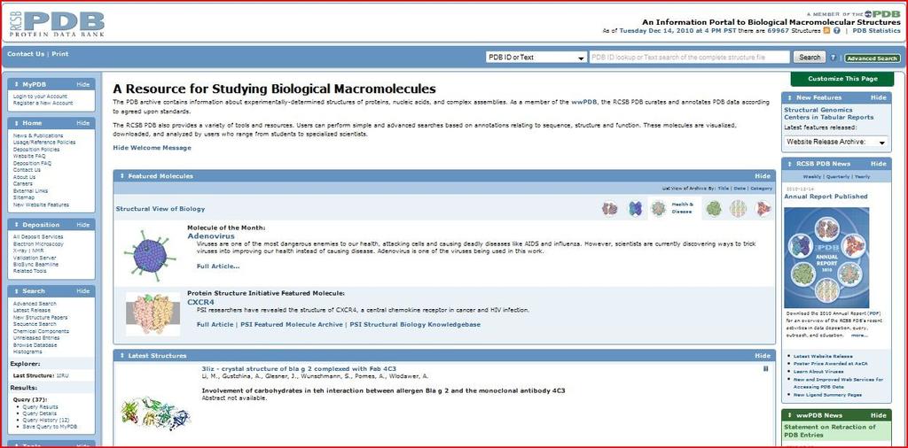 Come iniziare? Aprendo il databese PDB al sito http://www.pdb.org/pdb/home/home.