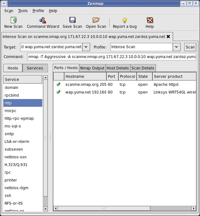 Zenmap Versione grafica ( GUI ) di Nmap,