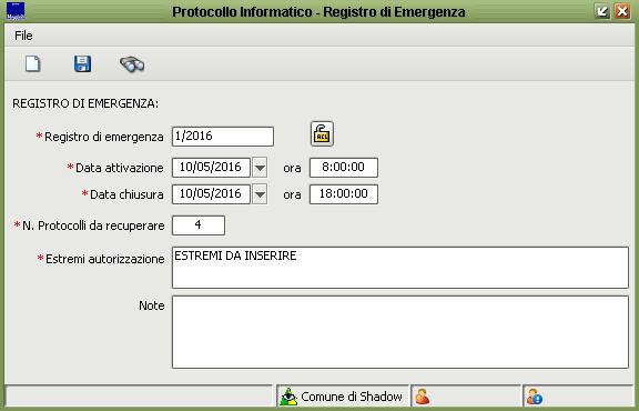 Registro di Emergenza Qualora il sistema di protocollo informatico fosse inutilizzabile per causa di forza maggiore, è possibile attivarsi con il registro di emergenza cartaceo.