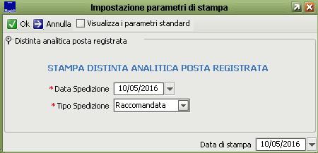 Stampa distinta analitica posta registrata Questa stampa si lancia tramite il bottone posto nella barra dei