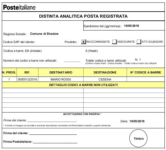 Una volta cliccato il pulsante viene mostrata la seguente maschera: Qui si deve specificare data e tipo di