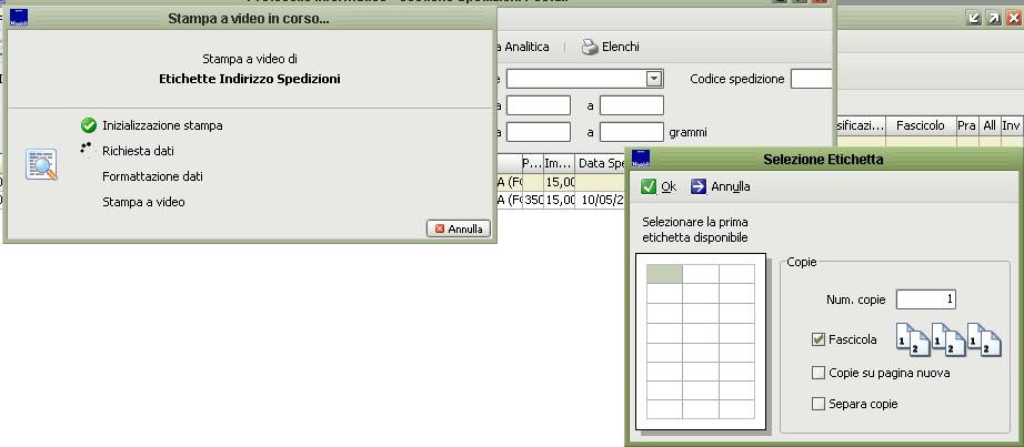 Stampa etichette buste Attraverso questa stampa è possibile generare le etichette con gli indirizzi dei destinatari delle spedizioni da apporre sulle buste.