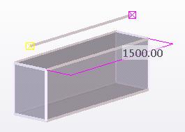 Visualizzare le linee di riferimento della parte in una vista modello La linea di riferimento della parte viene formata tra le maniglie della parte.