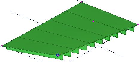 Ad esempio, immettere 100 nella casella dz per alzare l'angolo di 100 mm. 5. Fare clic su Muovi. Tekla Structures sposta il punto nella direzione selezionata, in modo da deformare le lastre. 6.