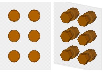 5.1 Crea bulloni Per creare i bulloni, è possibile creare un singolo gruppo di bulloni o applicare un componente che crea automaticamente gruppi di bulloni.