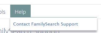 Ricevere aiuto e contattare l assistenza FamilySearch Utilizzate il menu Aiuto per mettervi in contatto con l assistenza FamilySearch: Qui troverete il link per