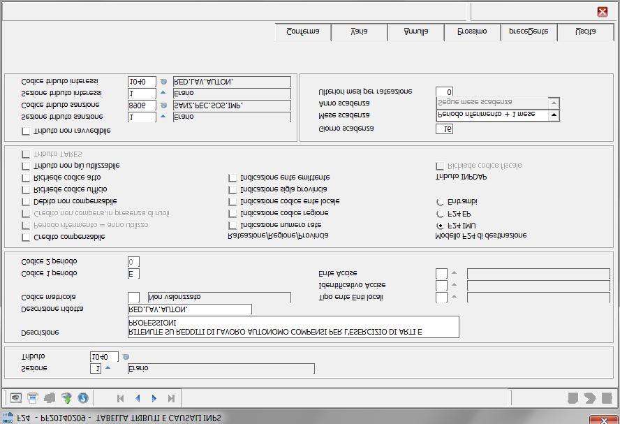 F24 Tabella tributi e causali INPS Nella Tabella Tributi e causali INPS è stato previsto l inserimento di alcuni parametri per stabilire in modo automatico, in base alle informazioni presenti nel