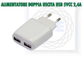 ALIMENTATORI SWITCH TABLET -IPHONE ALIMENTATORE 2 USCITE USB 5V 2,4A Alimentatore per iseries e Tablet PC Maggiore potenza per l'alimentazione