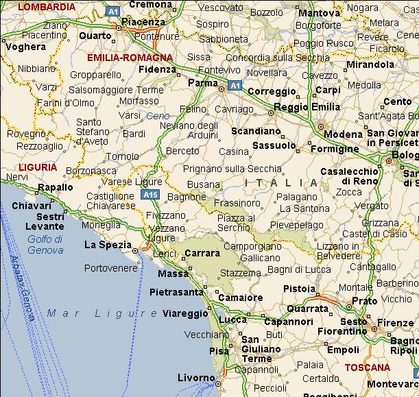 Nodo del BRACCO Parma Ovest - Fornovo A12 Genova - Roma tratto Deiva-Brugnato Fiera Parma Lavagna - Sestri Levante Pontremoli - Aulla A15 Parma - La Spezia Aree parcheggio Aulla Stazione Nuova