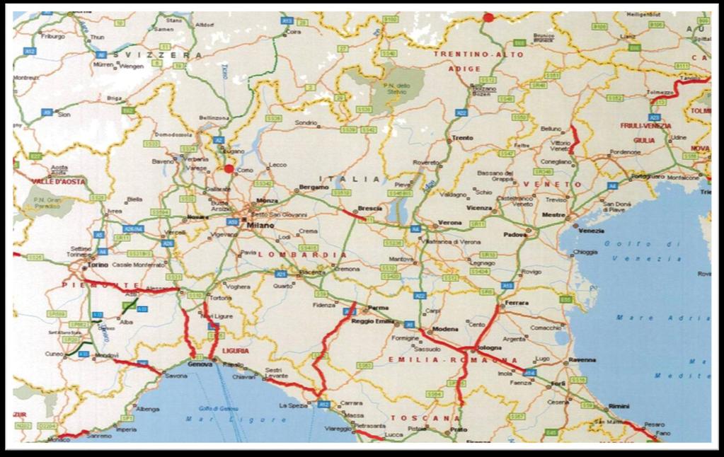 Mappatura delle aree/nodi autostradali più