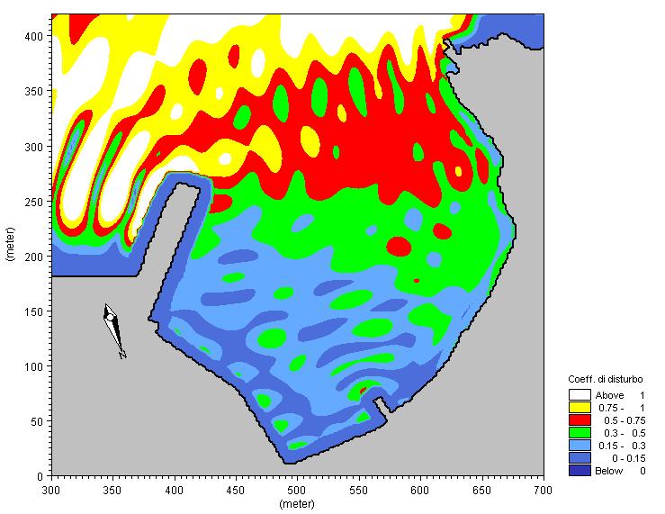 Figura 14 Distribuzione del coefficiente di disturbo onda con T= 5.