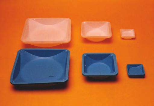 vaschette per pesate Vaschette per pesate anti-shock Navicelle flessibili, facilmente pieghevoli, per il trasferimento, la manipolazione e la pesata di campioni.