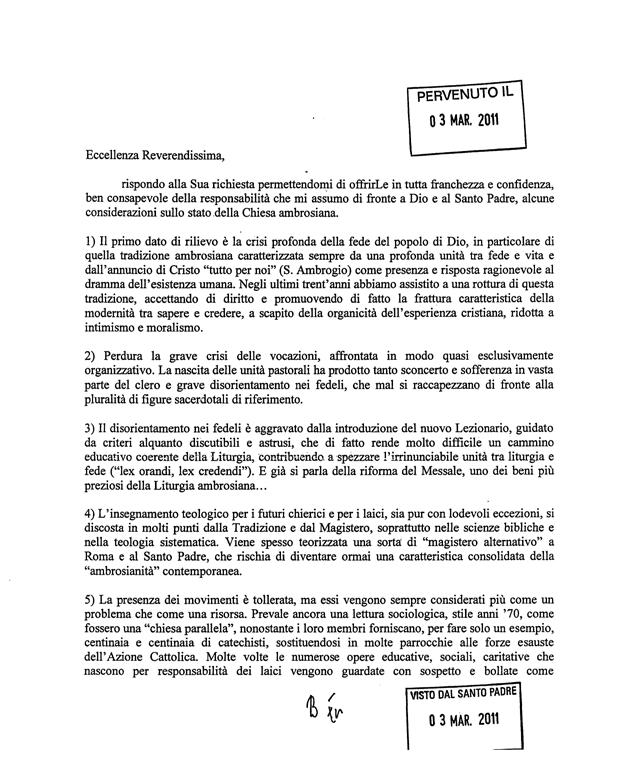 Le carte segrete di Benedetto XVI 301 Lettera di Julián Carrón, presidente della Fraternità di Comunione e