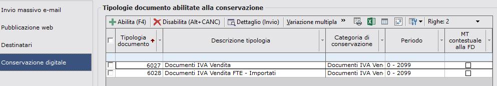 Iva Vendite 6028 Documenti IVA Vendite PA Importati Una volta abilitate le