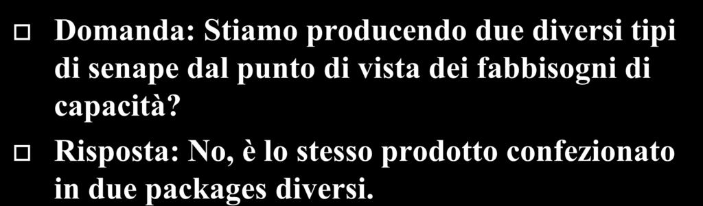 due diversi tipi di senape dal punto di vista dei fabbisogni di capacità?