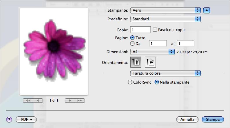 OPZIONI DI STAMPA COLORWISE 32 Mac OS X v10.
