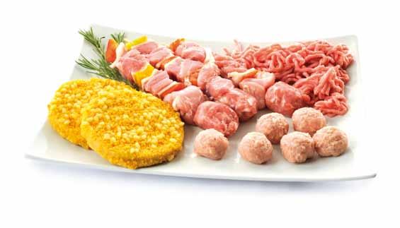 -polpette di pollo e tacchino 240 g; -granburger di tacchino 240 g; -spiedini rustici -macinato di