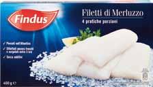 g FILETTI DI MERLUZZO FINDUS surgelati, 400 g 2,49 4,39 9,22 al Kg 10,98 al Kg CROCCOLE