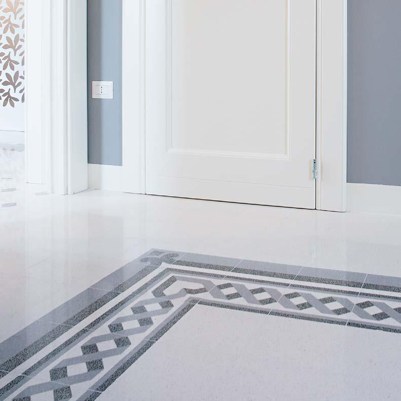Graniglie di marmo L impiego delle graniglie di marmo nelle pavimentazioni ha avuto il suo apice nei primi decenni del secolo scorso, con la grande diffusione dell Art Nouveau in architettura, per