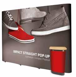 Pop Up Pop Up & Hop Up GARANZIA A VITA Impact Bundle Curvo (esclusi faretti) 3X3: IMPB-3X3CA 3X4: IMPB-3X4CA Altezza standard della grafica: 2225mm circa Disponibile nelle combinazioni 3x2, 3x3 o 3x4