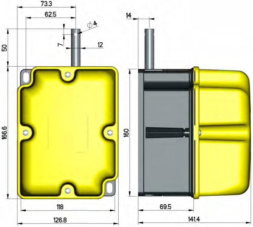 Finecorsa a giri FGR3 Fori di fissaggio Dimensioni Fare FINECORSA versione albero bi-sporgente Guida alla regolazione dei microswitch Ricambi I. Allentare la vite principale (1) II.