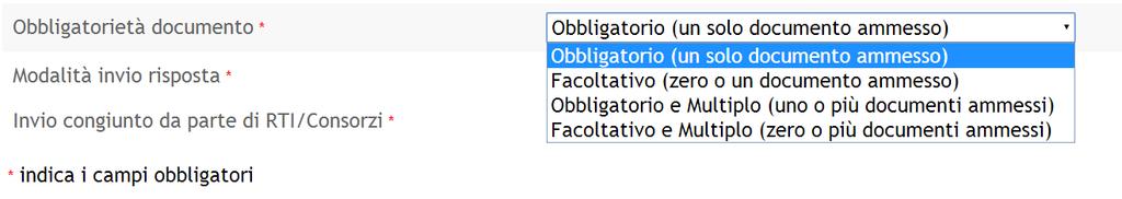 Busta amministrativa - Inserire le richieste (parte 4) Il campo «Obbligatorietà documento»