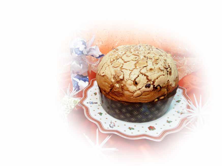 TRADIZIONALE, Incarto neutro Panettone artigianale basso glassato in superficie con nocciole e mandorle, uva sultanina, canditi e burro, con incarto