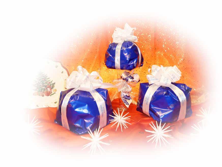 INCARTO BLU Panettone artigianale basso con croccante glassa in superficie, ricco all interno di uvetta sultanina,