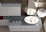 with opening throat and pensile PUSH, top in White Brill, RAL 7004 washbasin Ovalino in White Brill - W 187,4 cm.