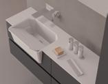 Detail of the top with integrated washbasin with optional small board that reduce the tank s volume.