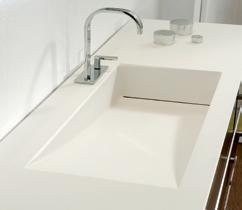 White Stone Whitestone è un top con lavabo integrato modulabile, dal design raffinato e dalla linea essenziale che racchiude in se tutte le esigenze di adattabilità e funzionalità che l arredamento