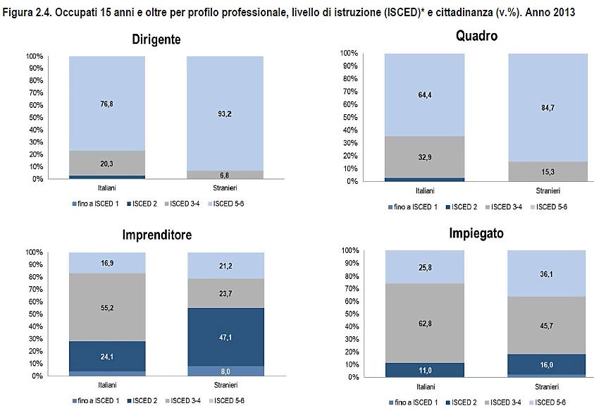 Si è accentuata ancor più che negli anni precedenti la condizione duale del mercato del lavoro gli stranieri sono sempre più sottoccupati (dichiarano di aver lavorato indipendentemente dalla loro