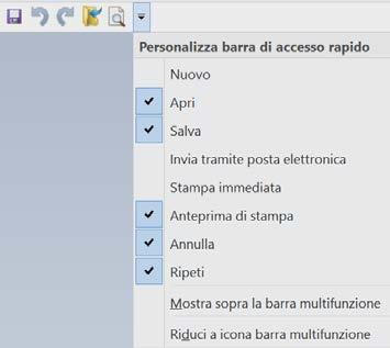 Un clic col tasto sinistro sull icona stessa per aprire WordPad B. Personalizzare la Barra di acceso rapido 1. Clic sulla freccina nera, alla fine della Barra: si apre il menu 2.