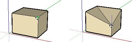 SketchUp crea una linea di piega lungo la faccia superiore del cubo.