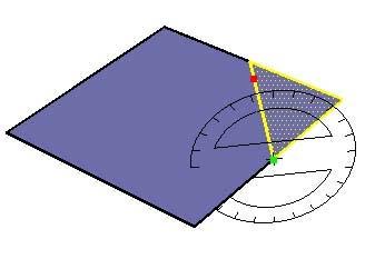 4. Fai clic e tieni premuto su un'estremità della linea o del bordo di piega lungo cui la geometria verrà piegata.