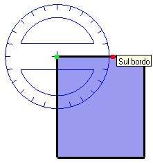 4. Sposta in cerchio il cursore fino a toccare l'inizio dell'angolo (una delle linee). L'immagine seguente mostra la prima linea dell'angolo (uscendo dal vertice verso il quadrato rosso). 5.