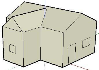Inoltre, puoi disegnare linee che iniziano ovunque (su un'altra linea, su una faccia, su un punto e così via). Riconosci la scatola 3D nel seguente modello di casa? Guarda la stanza in cui ti trovi.