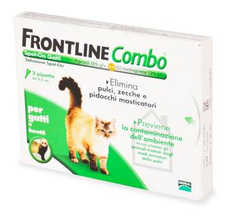 24,80 27,20 FRONTLINE COMBO Gatti e furetti Spot-on gatti e furetti. Elimina pulci, zecche e pidocchi masticatori.