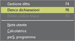 N O T A B E N E Prima che si digiti il Codice ditta è attivo, oltre al tasto F2 = Ricerca, anche il tasto funzione F8 = Menu funzioni che al suo interno contiene la scelta Gestione ditta (F4) che