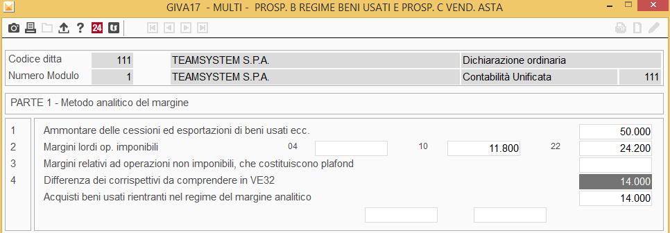 7.6 Prospetto Regime speciale beni usati Il Prospetto Regime speciale beni usati consente di gestire o trovare automaticamente compilati i prospetti relativi ai tre diversi regimi del margine: