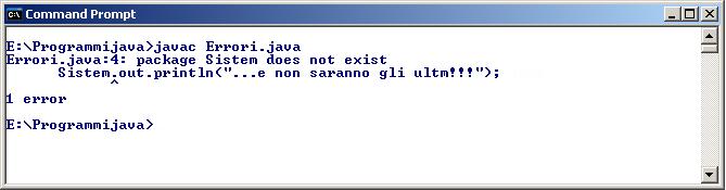 Errori logici, cioè errori relativi alle funzionalità realizzate dal programma (differenti da quelle desiderate) esempio: System.out.println("...e non saranno gli ultm!