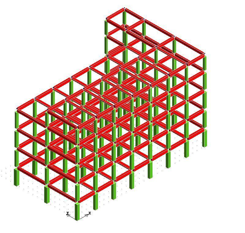 40x50) e pilastri (60x60 piano seminterrato 40x60 piano rialzato 40x55 piano primo 40x50 piano secondo 40x40 piano attico e 30x50 vano scala) con sezioni diverse, intessuti in modo da formare telai