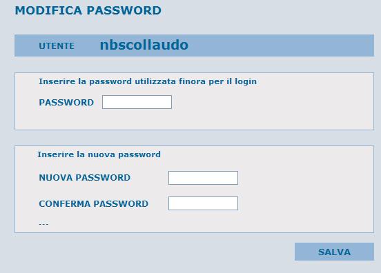 1. ACCESSO AL SISTEMA DI GESTIONE Come entrare nell applicativo inserire il proprio Utente inserire la Password selezionare Vai Inserimento credenziali di accesso Procedura di cambio password La