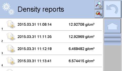 alla voce di <Density reports>.