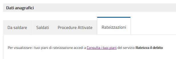 «Controlla la tua situazione Estratto conto» Sezione Procedure attivate e