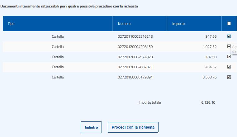 Seleziona quali ricomprendere nel piano e vai avanti.