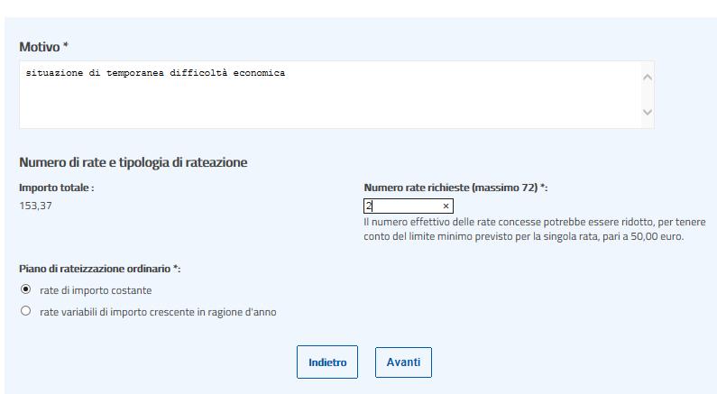 «Rateizza il debito» Chiedi la rateizzazione (2/2)