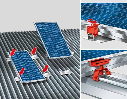 3. IMPIANTO FOTOVOLTAICO SU TETTO INCLINATO IN LAMIERA GRECATA 3.1 Impianto fotovoltaico su tetto inclinato: Profilato FMP Passo 1 Identificare il punto di fissaggio secondo la progettazione.